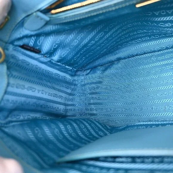 PRADA MILANO Logo 2Way Shoulder Hand Bag Saffiano Leather Blue GHW 12TA271 - Picture 9 of 16